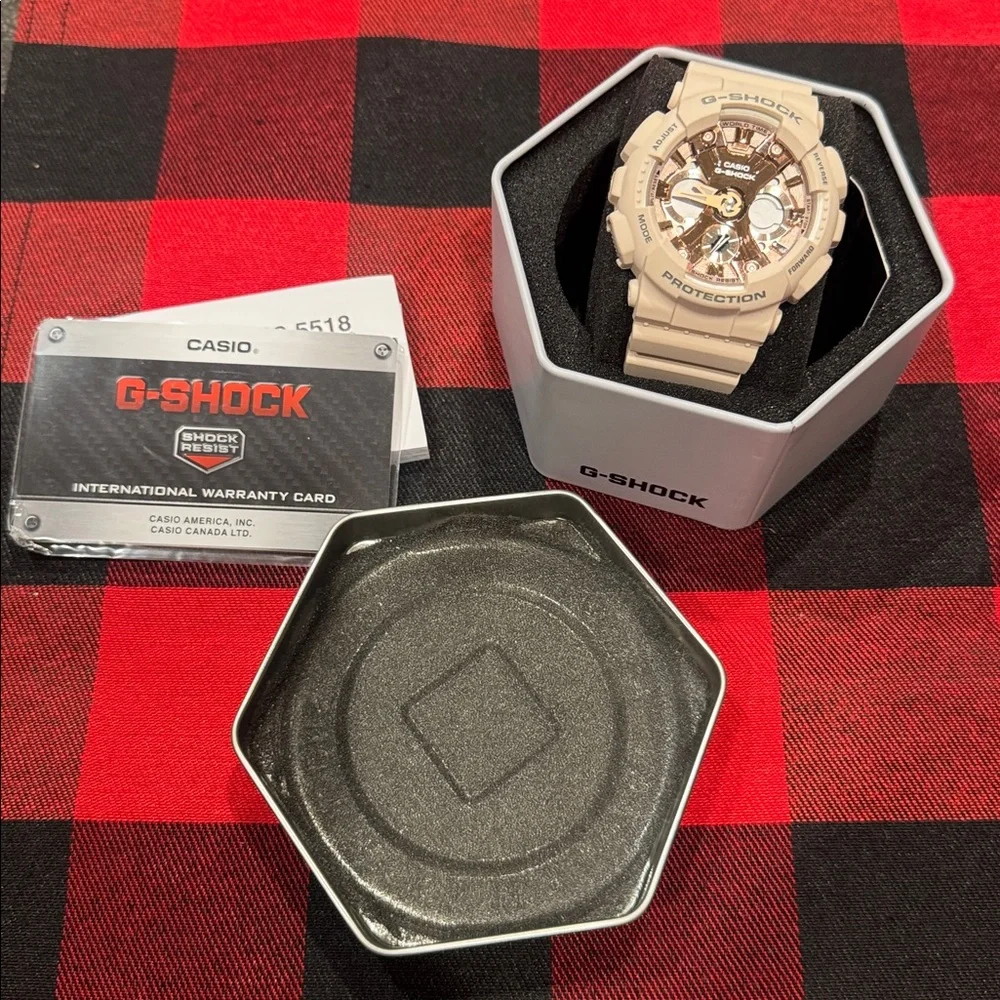 Women's G Shock 5518 Analog-Digital Blush S Peach Resin Strap Watch